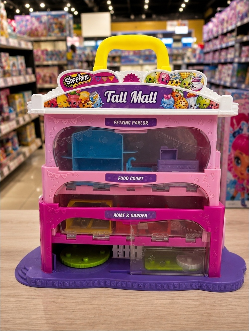 Shopkins Tall Mall Playset Carry Case Dollhouse Food Court Petkins Playset
